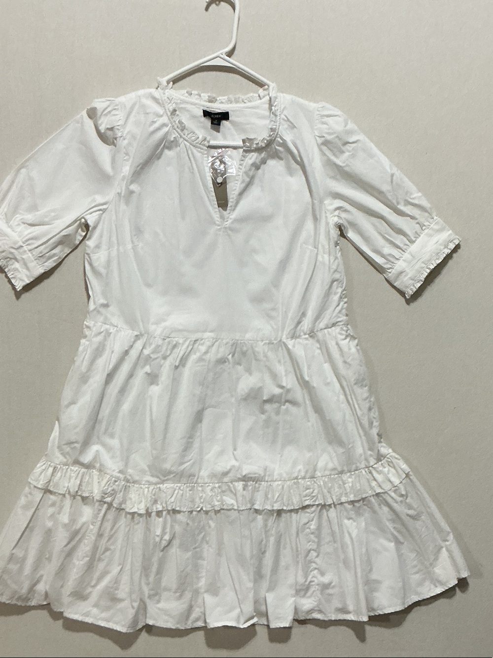 J. Crew White Ruffle Tiered Maxi Dress with Keyhole
